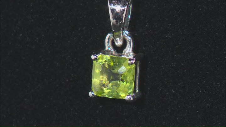 Green Peridot Rhodium Over Sterling Silver Pendant With Chain 1.03ct Video Thumbnail