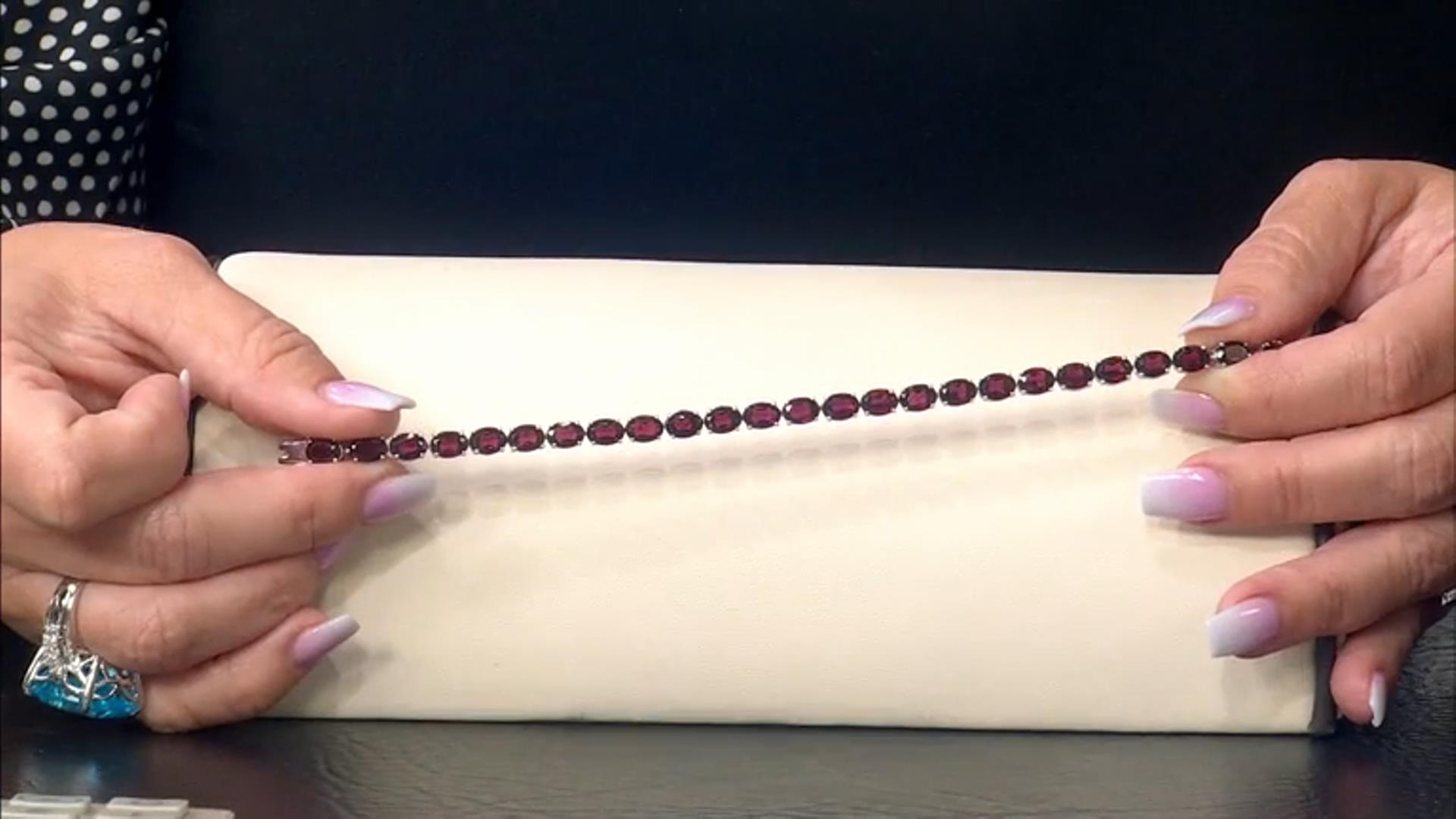 Raspberry Rhodolite Rhodium Over Sterling Silver Tennis Bracelet 22.23ctw Video Thumbnail