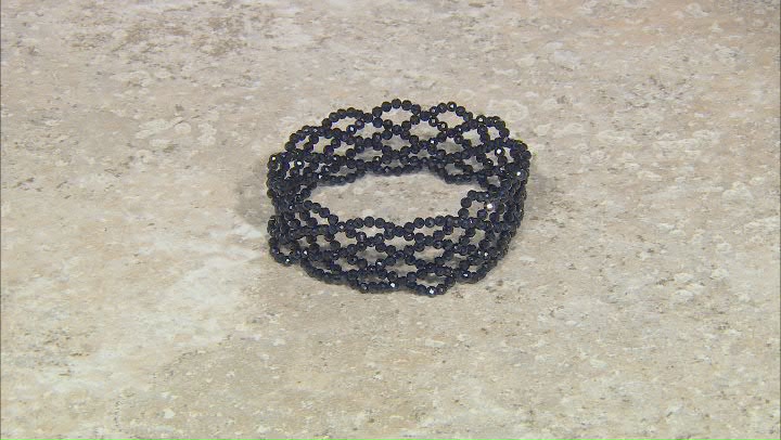Black Spinel Woven Stretch Bracelet Video Thumbnail