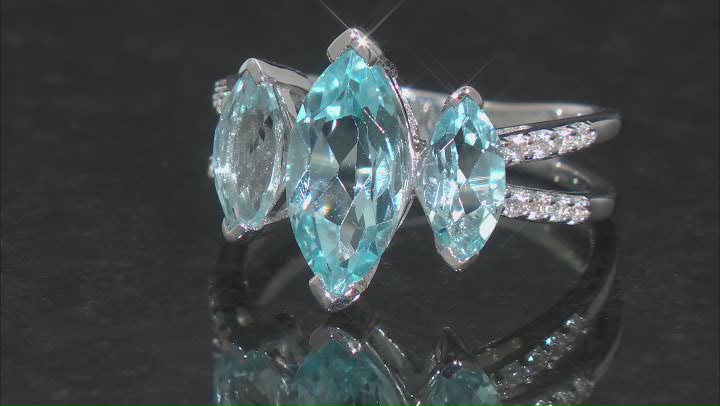 Sky Blue Topaz Rhodium Over Sterling Silver Ring 3.08ctw Video Thumbnail