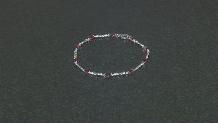Red Garnet With White Zircon Rhodium Over Sterling Silver Bracelet 2.64ctw Video Thumbnail