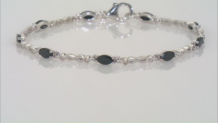 Black Spinel With White Zircon Rhodium Over Sterling Silver Bracelet 2.64ctw Video Thumbnail