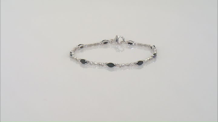 Black Spinel With White Zircon Rhodium Over Sterling Silver Bracelet 2.64ctw Video Thumbnail