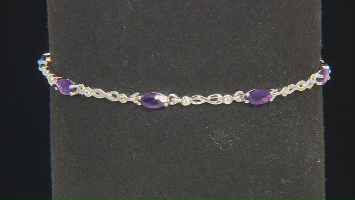 Purple Amethyst With White Zircon Rhodium Over Sterling Silver Bracelet 2.43ctw Video Thumbnail