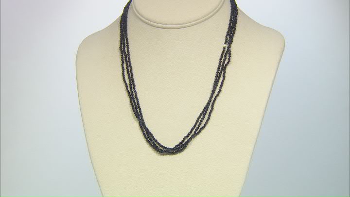 Black Spinel Rhodium Over Sterling Silver Multi-Strand Beaded Necklace Video Thumbnail