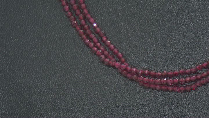 Red Garnet Rhodium Over Sterling Silver Multi-Strand Beaded Necklace Video Thumbnail