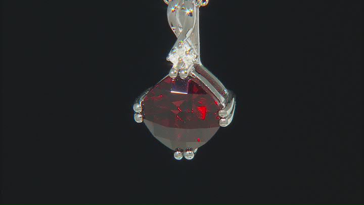 Red Garnet With White Diamond Accent Rhodium Over Silver Pendant/Chain 2.41ctw Video Thumbnail