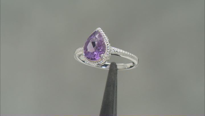 Purple Amethyst Rhodium Over Sterling Silver Ring 1.53ct Video Thumbnail