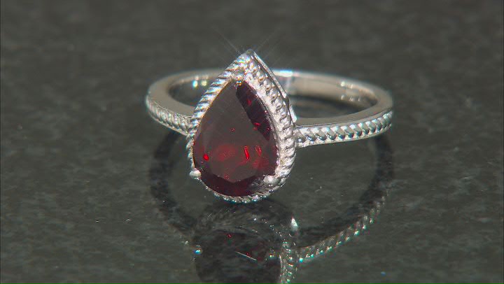 Red Garnet Rhodium Over Sterling Silver Ring 1.62ct Video Thumbnail