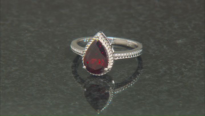 Red Garnet Rhodium Over Sterling Silver Ring 1.62ct Video Thumbnail