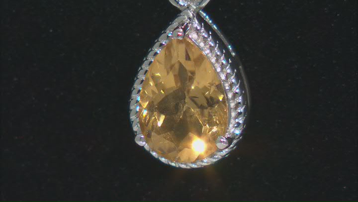 Yellow Citrine Rhodium Over Sterling Silver Pendant With Chain 1.53ct Video Thumbnail