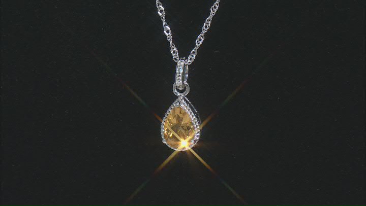 Yellow Citrine Rhodium Over Sterling Silver Pendant With Chain 1.53ct Video Thumbnail