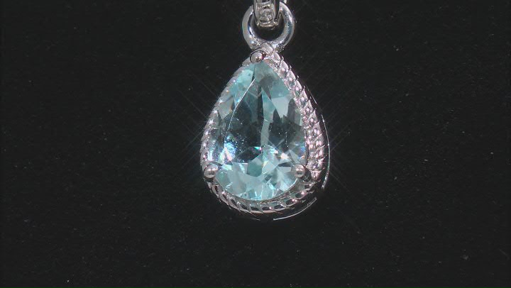 Sky Blue Topaz Rhodium Over Sterling Silver Pendant With Chain 2.07ct Video Thumbnail