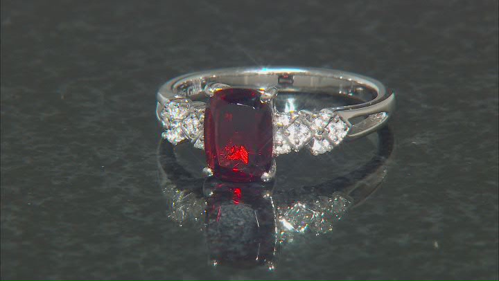 Red Garnet With White Zircon Rhodium Over Sterling Silver Ring 1.75ctw Video Thumbnail