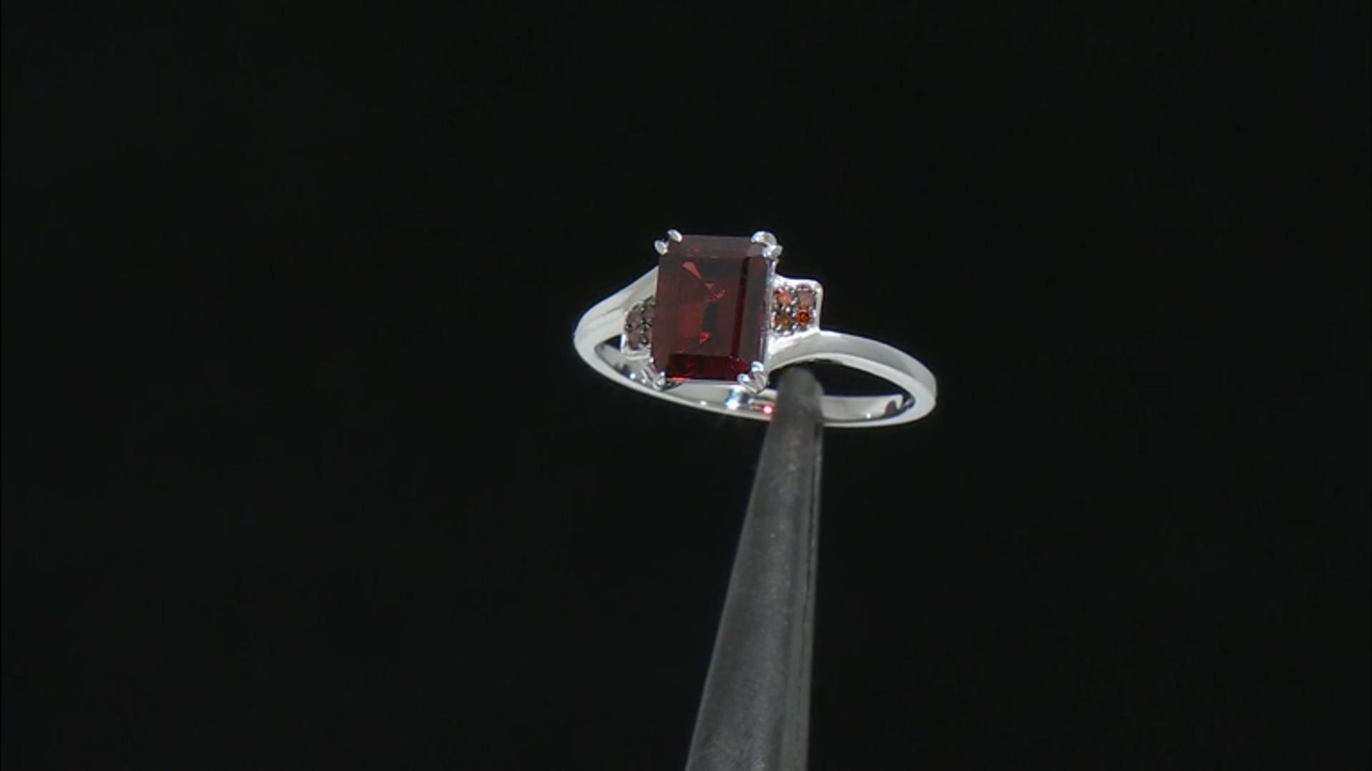 Red Garnet With Red Diamond Accent Rhodium Over Sterling Silver Ring 1.74ctw Video Thumbnail