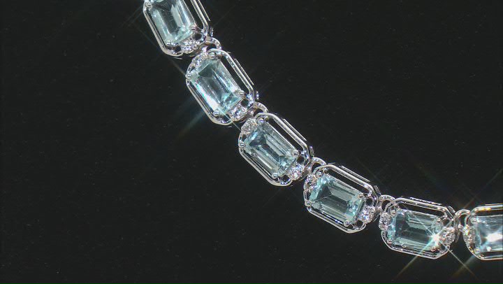 Sky Blue Glacier Topaz with White Zircon Rhodium Over Sterling Silver Necklace 21.72ctw Video Thumbnail