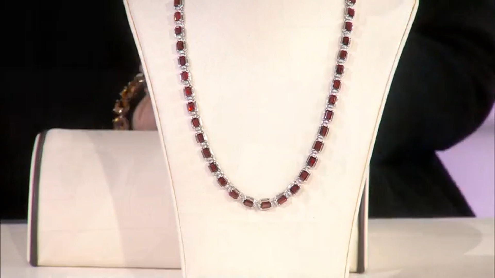 Red Garnet Rhodium Over Sterling Silver Necklace 23.56ctw Video Thumbnail