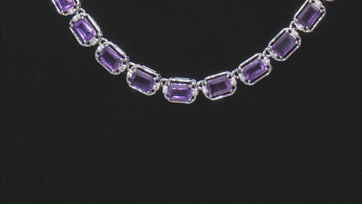 Purple African Amethyst With White Zircon Rhodium Over Sterling Silver Necklace 18.66ctw Video Thumbnail