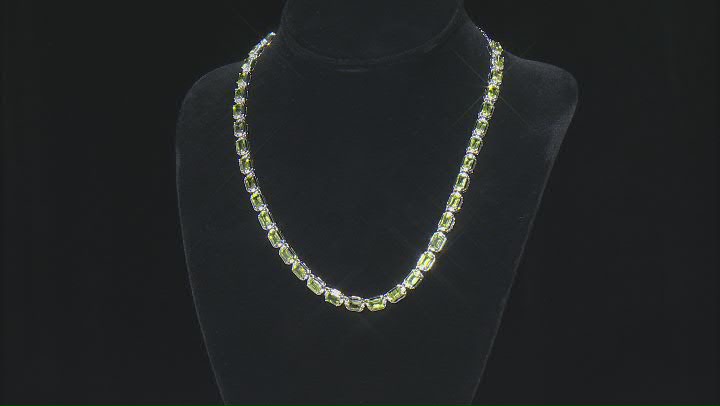 Green Peridot With White Zircon Rhodium Over Sterling Silver Necklace 18.35ctw Video Thumbnail