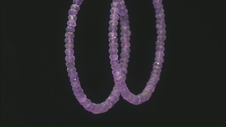 Purple African Amethyst Rhodium Over Sterling Silver Beaded Hoop Earrings Video Thumbnail