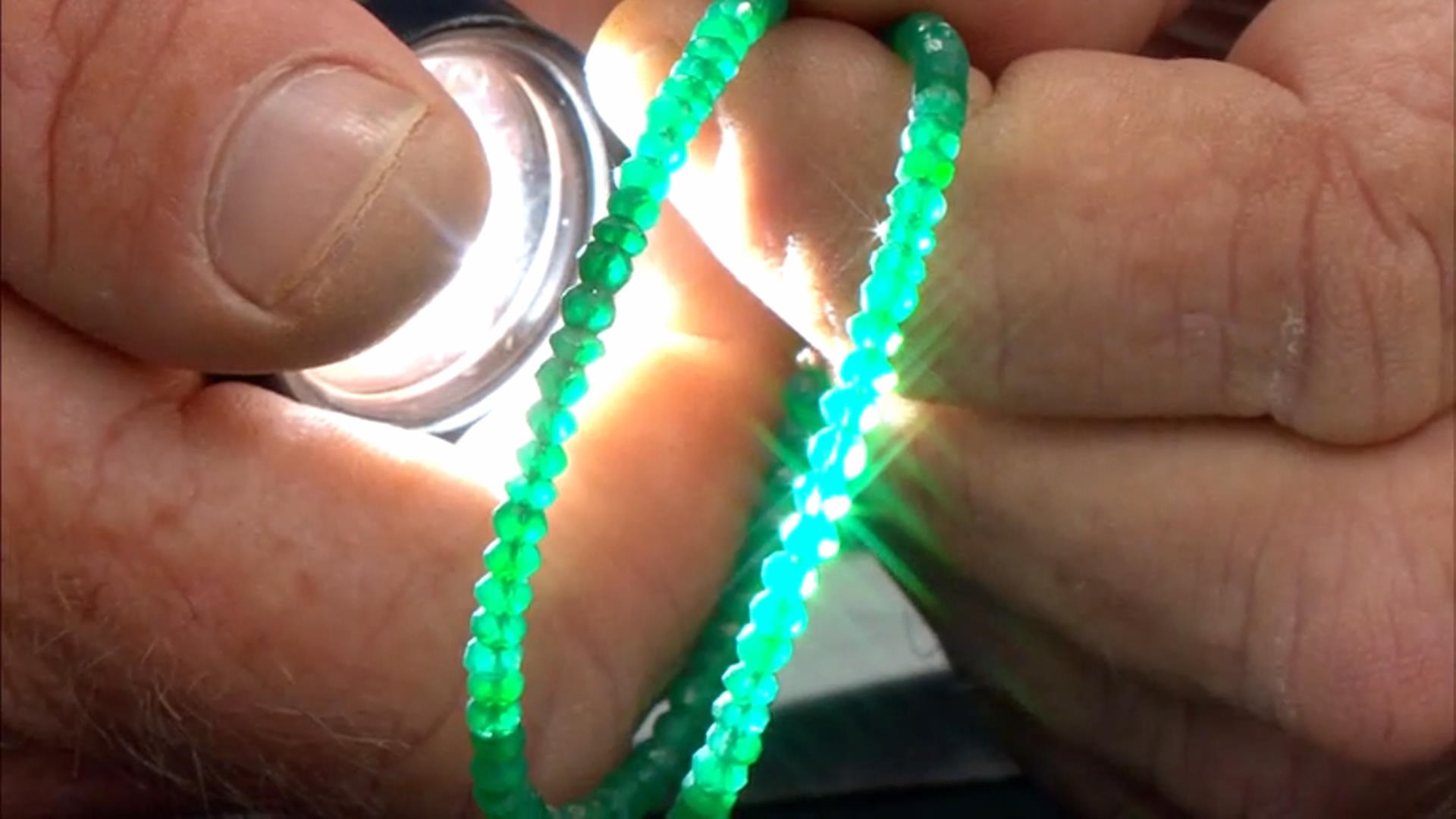 Green Onyx Rhodium Over Sterling Silver Beaded Hoop Earrings Video Thumbnail