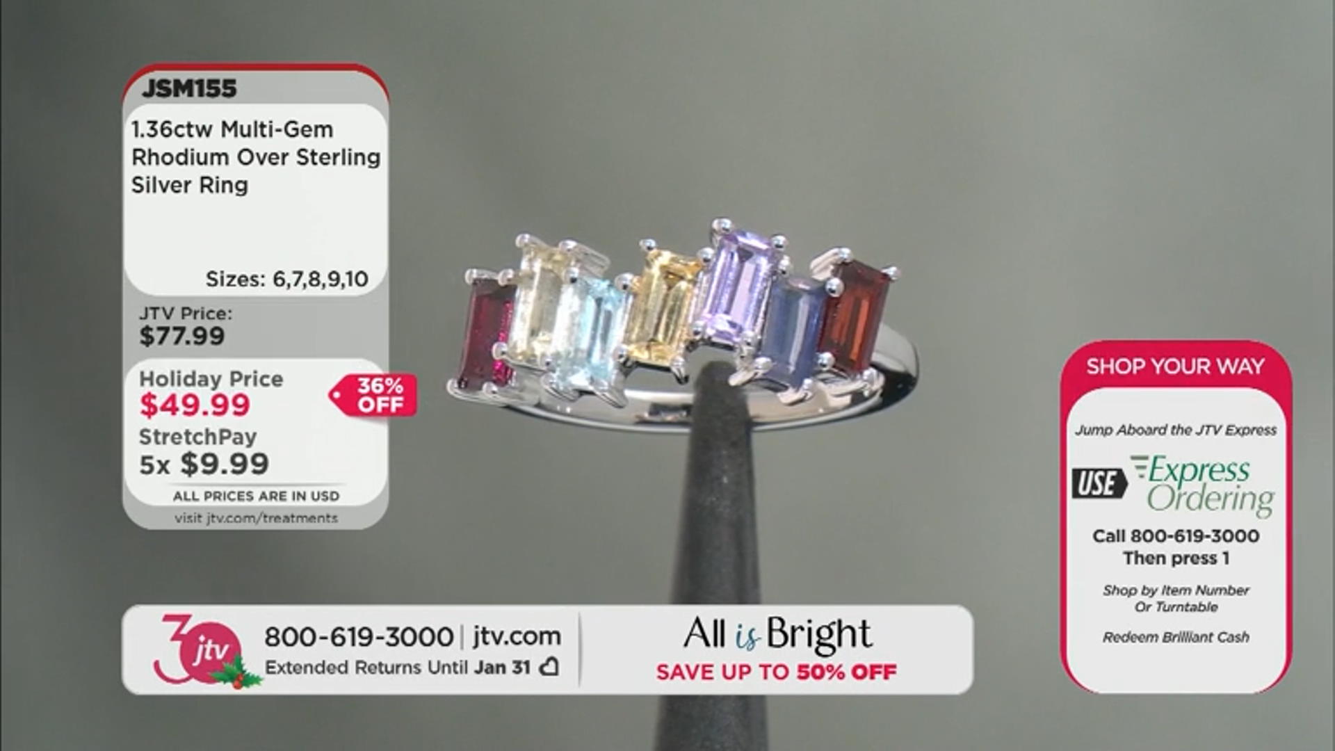 Multi-Gemstone Rhodium Over Sterling Silver Ring 1.36ctw Video Thumbnail