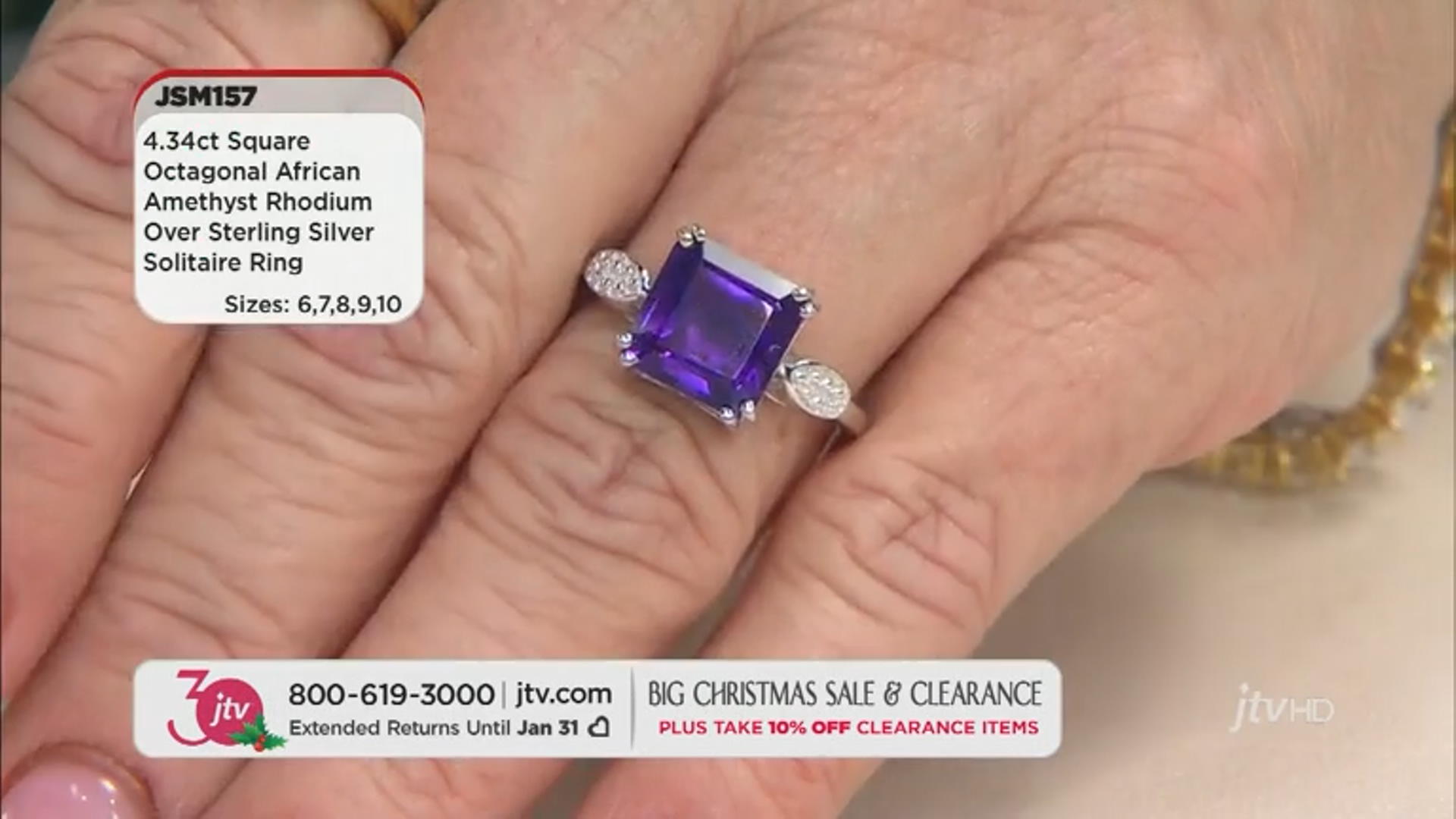 Purple African Amethyst Rhodium Over Sterling Silver Ring 4.34ct Video Thumbnail
