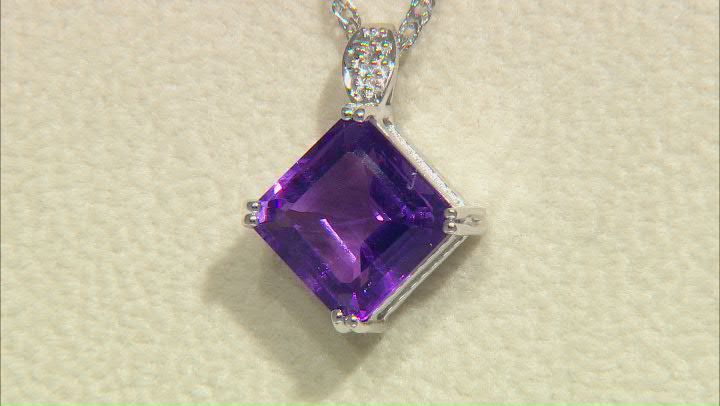 Purple African Amethyst Rhodium Over Sterling Silver Pendant With Chain 4.27ct Video Thumbnail