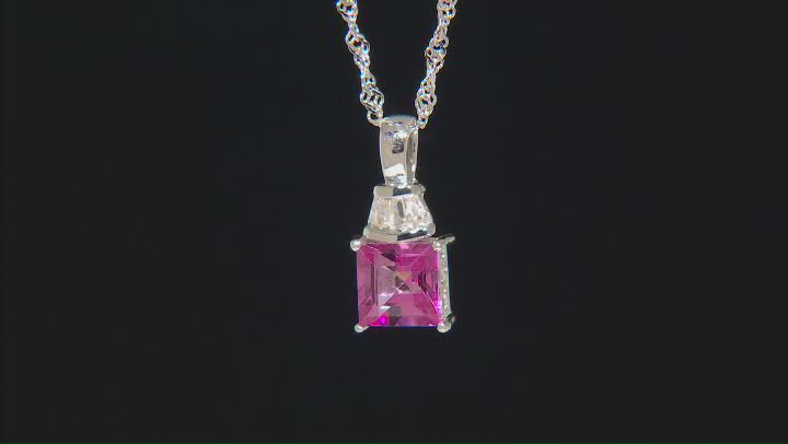 Pink Topaz With White Zircon Rhodium Over Sterling Silver Pendant With Chain 2.14ctw Video Thumbnail