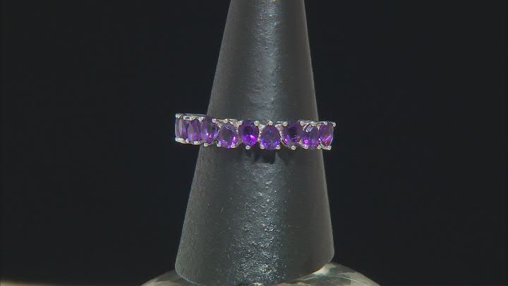 Purple African Amethyst Rhodium Over Sterling Silver Band Ring 1.32ctw Video Thumbnail