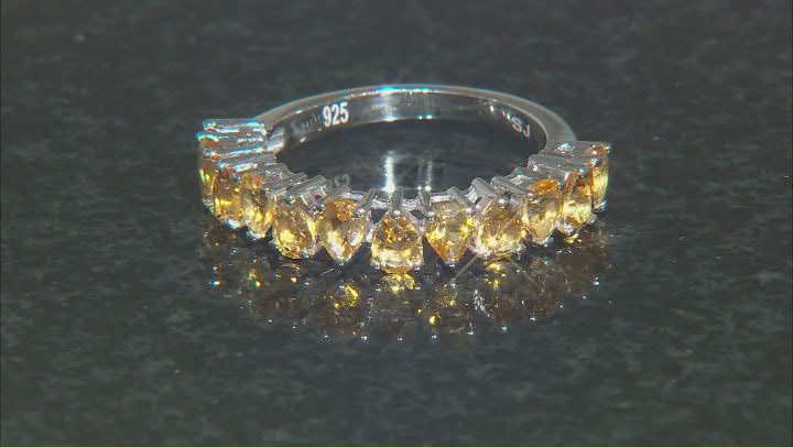 Yellow Brazilian Citrine Rhodium Over Sterling Silver Band Ring 1.51ctw Video Thumbnail