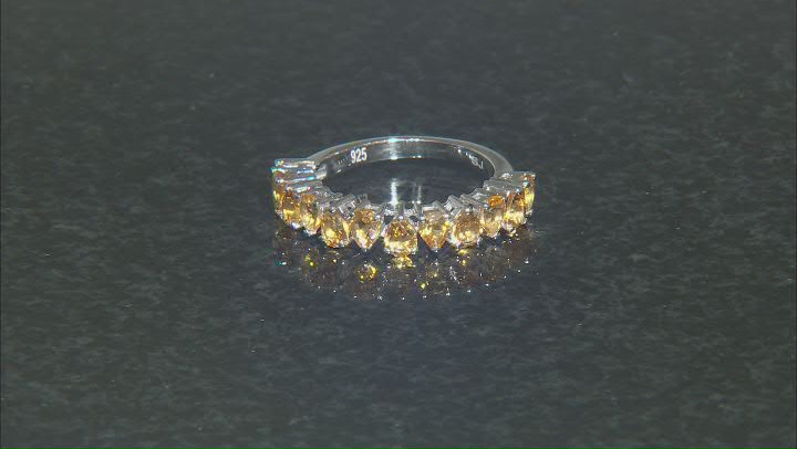 Yellow Brazilian Citrine Rhodium Over Sterling Silver Band Ring 1.51ctw Video Thumbnail