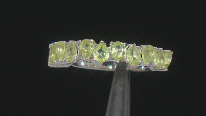 Green Peridot Rhodium Over Sterling Silver Band Ring 1.53ctw Video Thumbnail