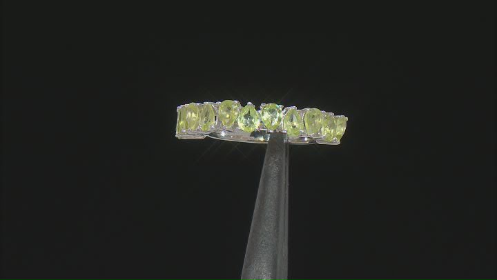 Green Peridot Rhodium Over Sterling Silver Band Ring 1.53ctw Video Thumbnail