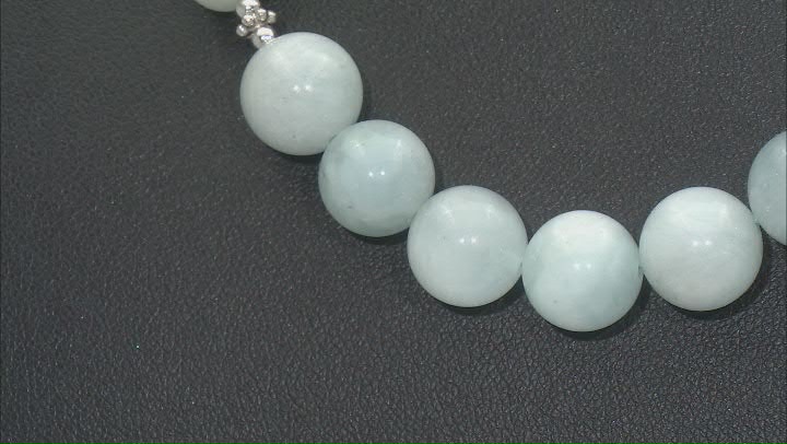 Dreamy Aquamarine Rhodium Over Sterling Silver Beaded Necklace Video Thumbnail