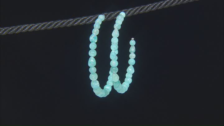 Blue Dreamy Aquamarine Rhodium Over Sterling Silver Hoop Earrings Video Thumbnail