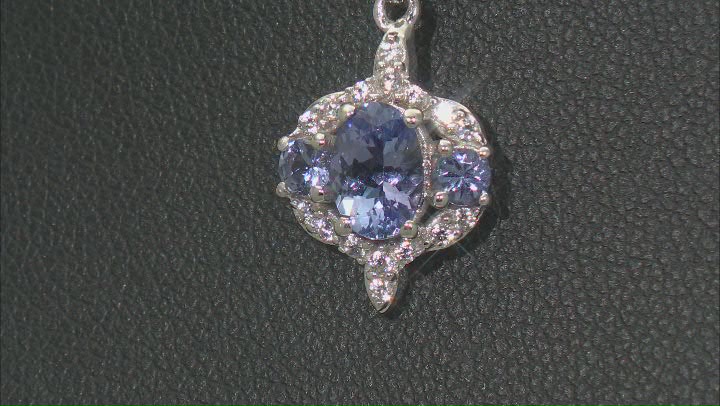 Blue Tanzanite Rhodium Over Sterling Silver Pendant with Chain 1.07ctw Video Thumbnail