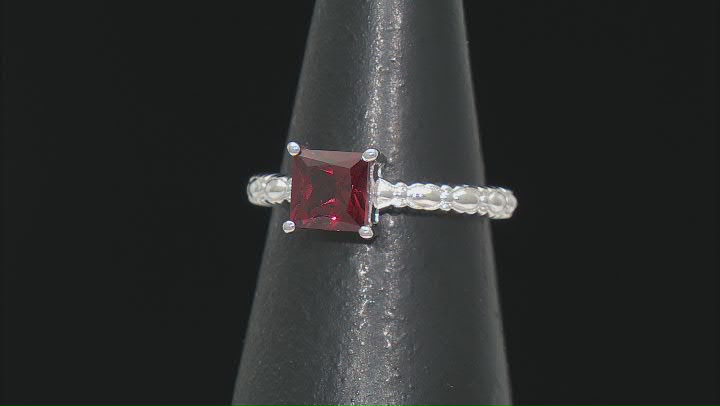 Red Garnet Rhodium Over Sterling Silver Ring 1.26ct Video Thumbnail