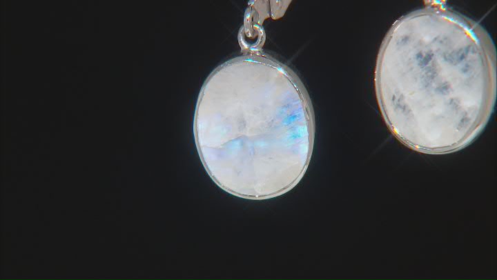 Rainbow Moonstone Rhodium Over Sterling Silver Dangle Earrings Video Thumbnail