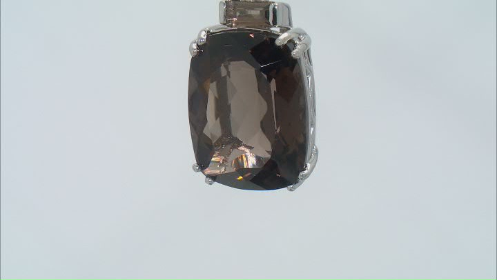 Smoky Quartz Rhodium Over Sterling Silver Pendant 
With Chain 10.17ctw Video Thumbnail