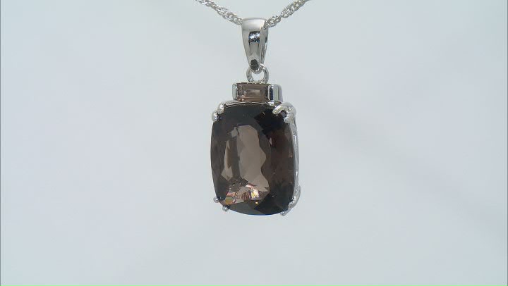 Smoky Quartz Rhodium Over Sterling Silver Pendant 
With Chain 10.17ctw Video Thumbnail