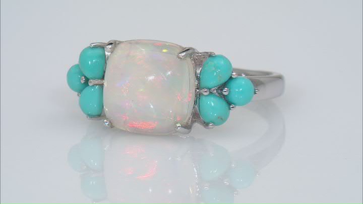 White Ethiopian Opal Rhodium Over Sterling Silver Ring Video Thumbnail