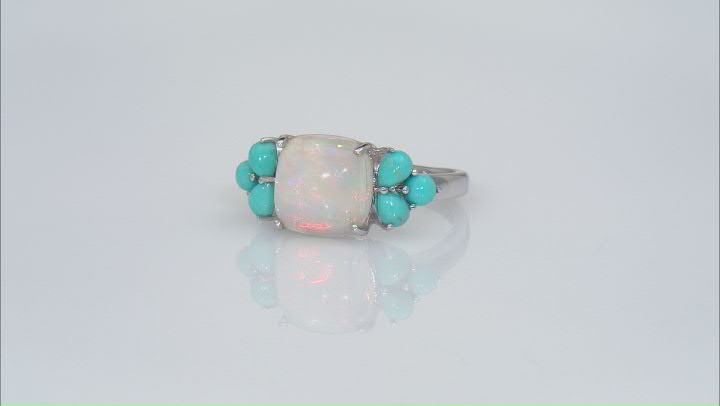 White Ethiopian Opal Rhodium Over Sterling Silver Ring Video Thumbnail