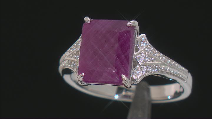 Red Indian Ruby Rhodium Over Sterling Silver Ring 4.16ctw Video Thumbnail