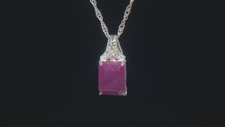 Red Indian Ruby Rhodium Over Sterling Silver Pendant With Chain 4.12ctw Video Thumbnail