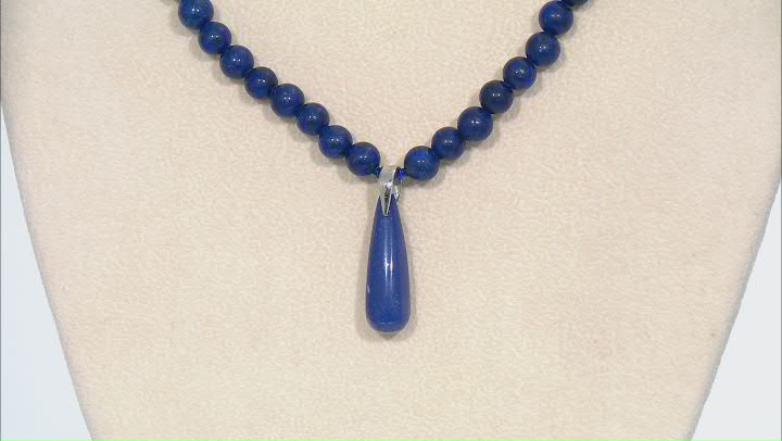 Blue Lapis Lazuli Rhodium Over Sterling Silver Necklace Video Thumbnail