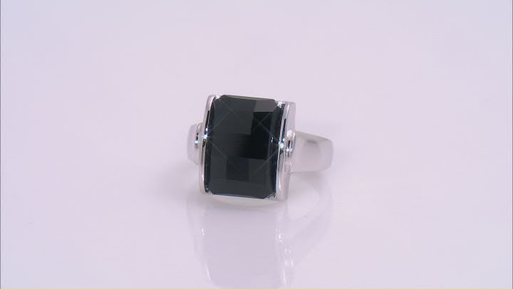 Black Onyx Rhodium Over Sterling Silver Ring Video Thumbnail