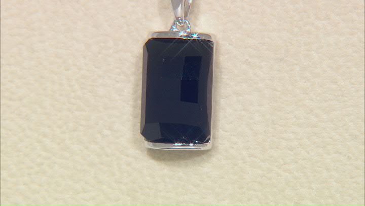 Black Onyx Rhodium Over Sterling Silver Pendant with Chain Video Thumbnail