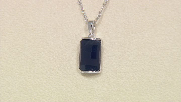 Black Onyx Rhodium Over Sterling Silver Pendant with Chain Video Thumbnail
