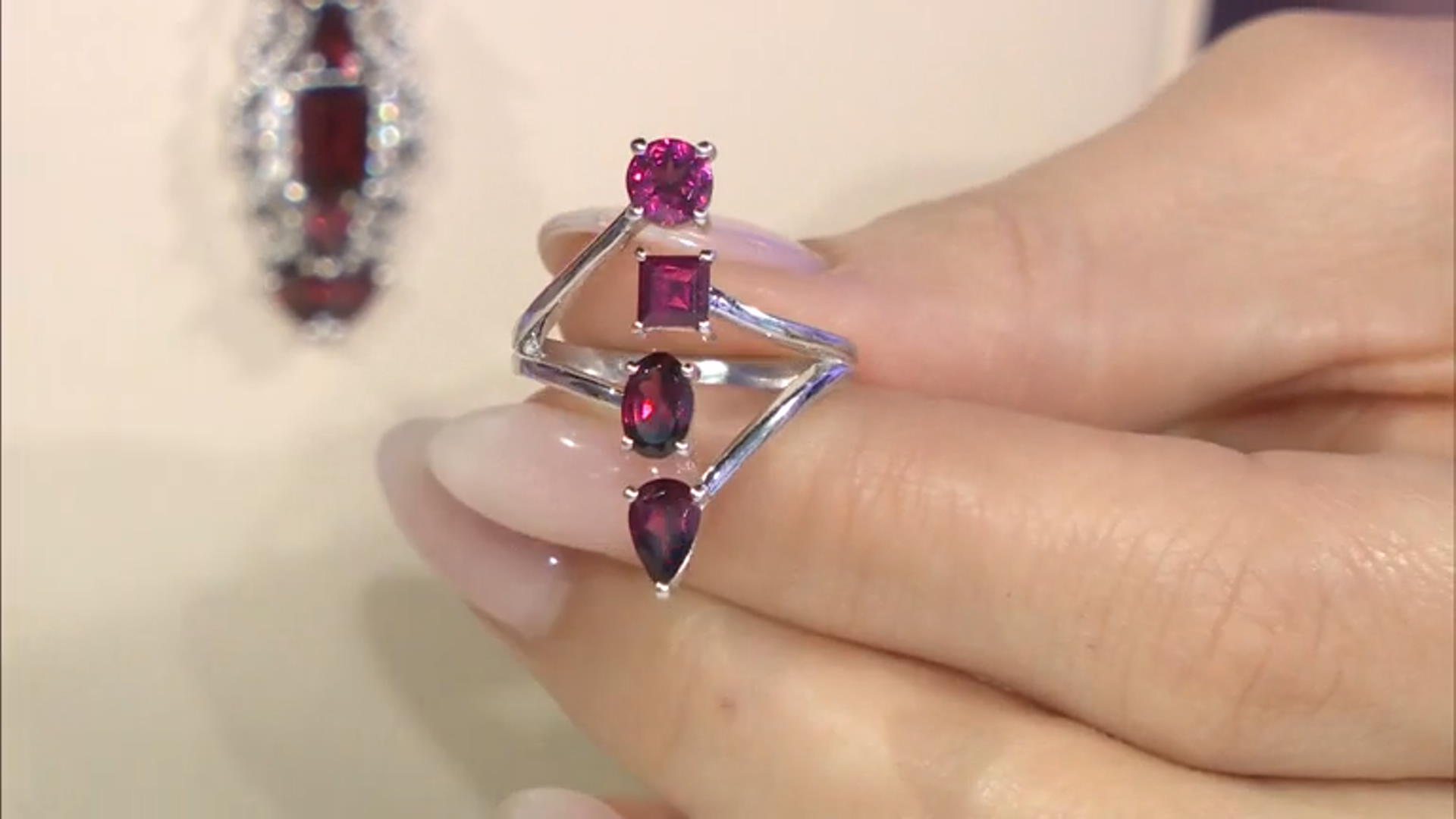 Raspberry Rhodolite Rhodium Over Sterling Silver Ring 1.93ctw Video Thumbnail